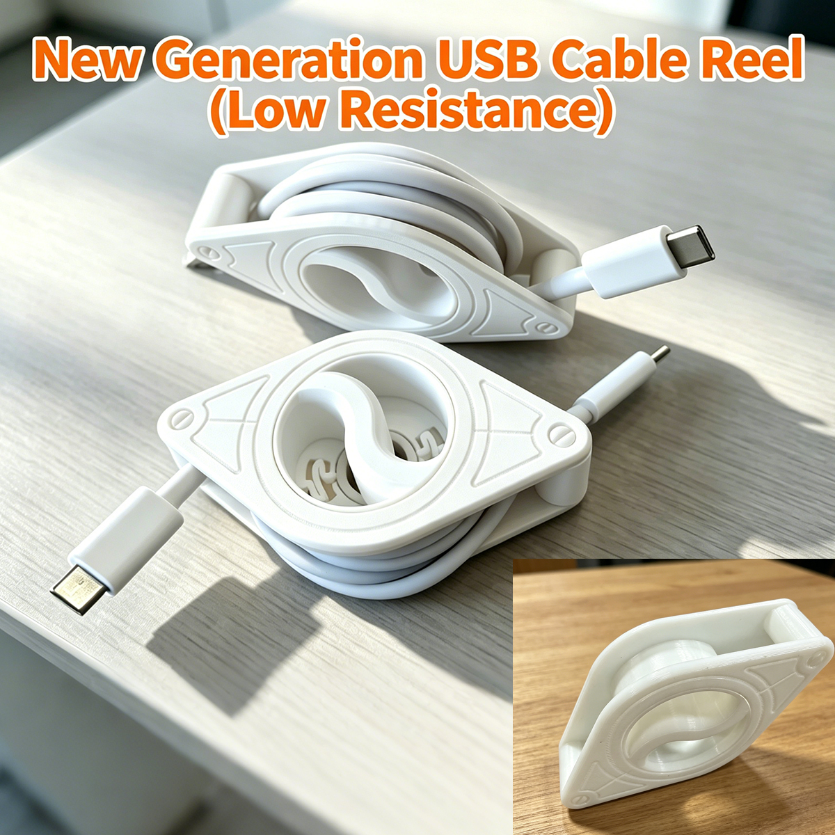 Cable Management Box - Portable Data Cable Automatic Winder, Mobile