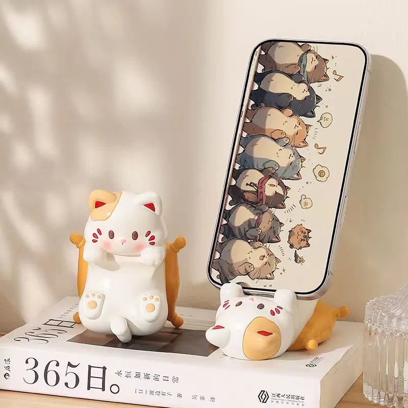 Home Office Ideas - Cute Cartoon Cat Desktop Ornaments, Phone