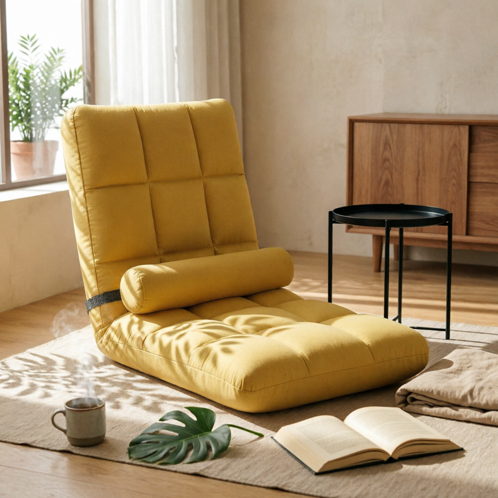 Home Office Furniture - Padded Floor Lounge Chair Quilted Adjustable