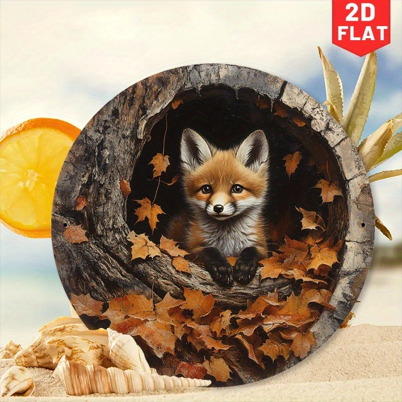 Home Office Ideas - 1pc Adorable Fox in Leaves Aluminum