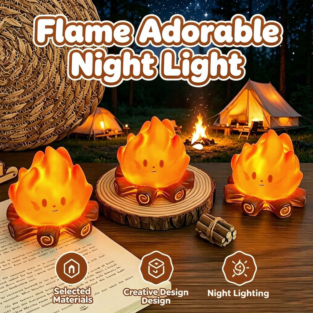 Home Office Gadgets - Kawaii Smiling Flame LED Night Lamp