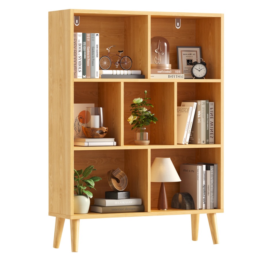 Bookcase Wood Shelf - Wooden Cube Bookshelf Open 3-Tier Bookcase