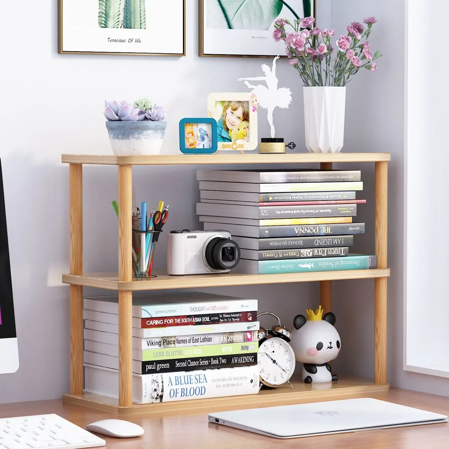 Bookcase Wood Shelf - Bookcase Wooden Shelf Desktop Racks Desk