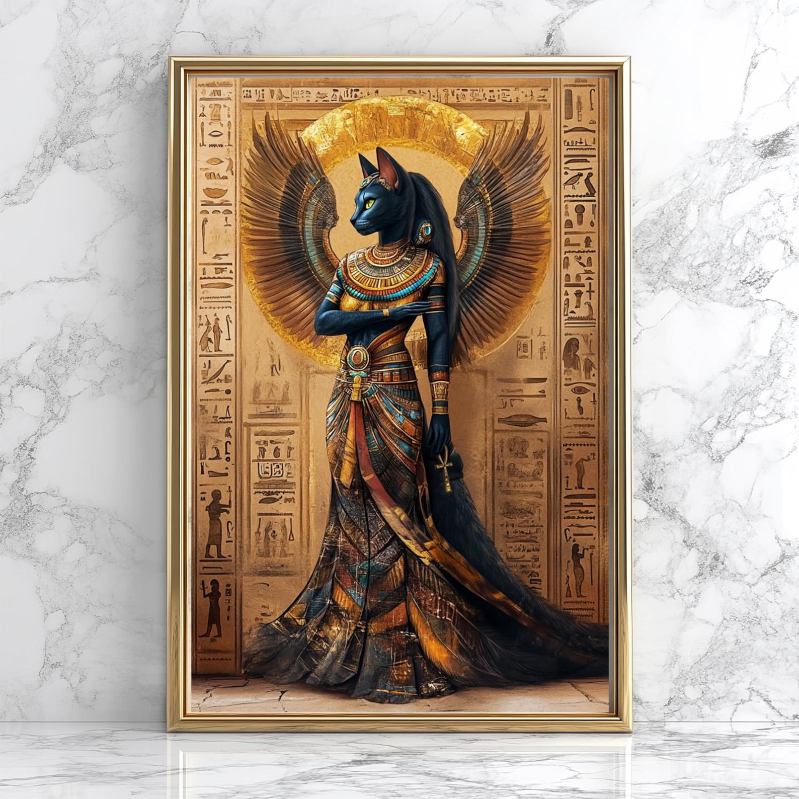 Home Office Furniture - 1pc Retro Abstract Goddess Bastet Canvas