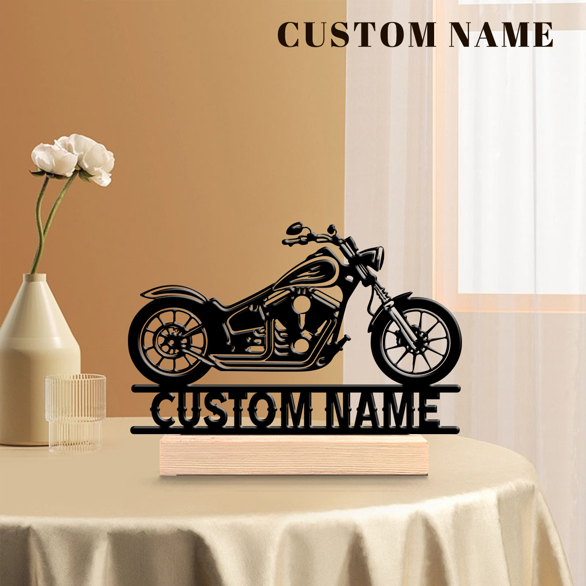 Home Office Ideas - 1Pc Csutom Name Road Motorbike Wooden