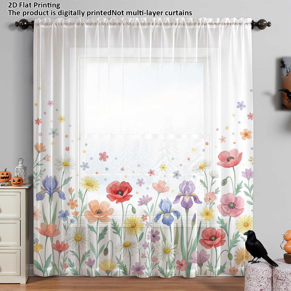 Floral Privacy Sheer Curtain,G – Home Office Rate recenzja i cena