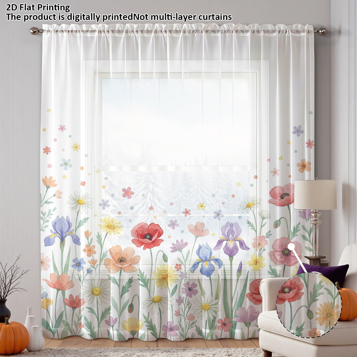Floral Privacy Sheer Curtain,G – Home Office Rate recenzja i cena