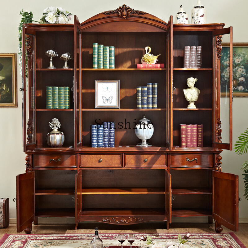 American solid wood four-door  – Bookcase Wood Shelf recenzja i cena