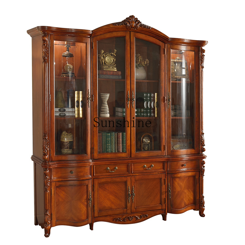 American solid wood four-door  – Bookcase Wood Shelf recenzja i cena