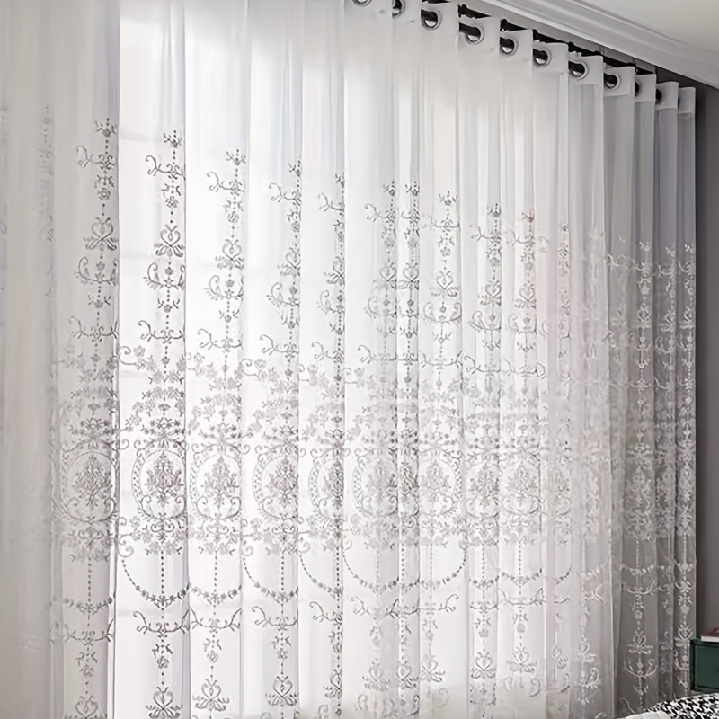 1pc White Embroidered Sheer Cu – Home Office Rate recenzja i cena