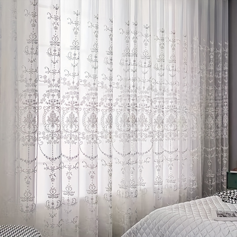 1pc White Embroidered Sheer Cu – Home Office Rate recenzja i cena