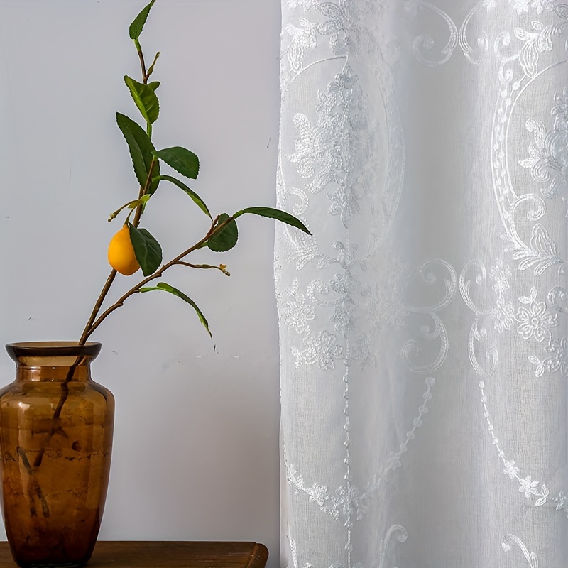1pc White Embroidered Sheer Cu – Home Office Rate recenzja i cena
