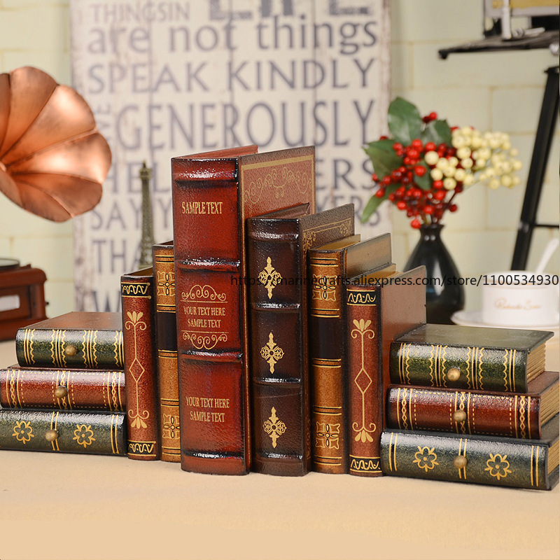 Retro Fake Book Ornaments Euro – Bookcase Wood Shelf recenzja i cena
