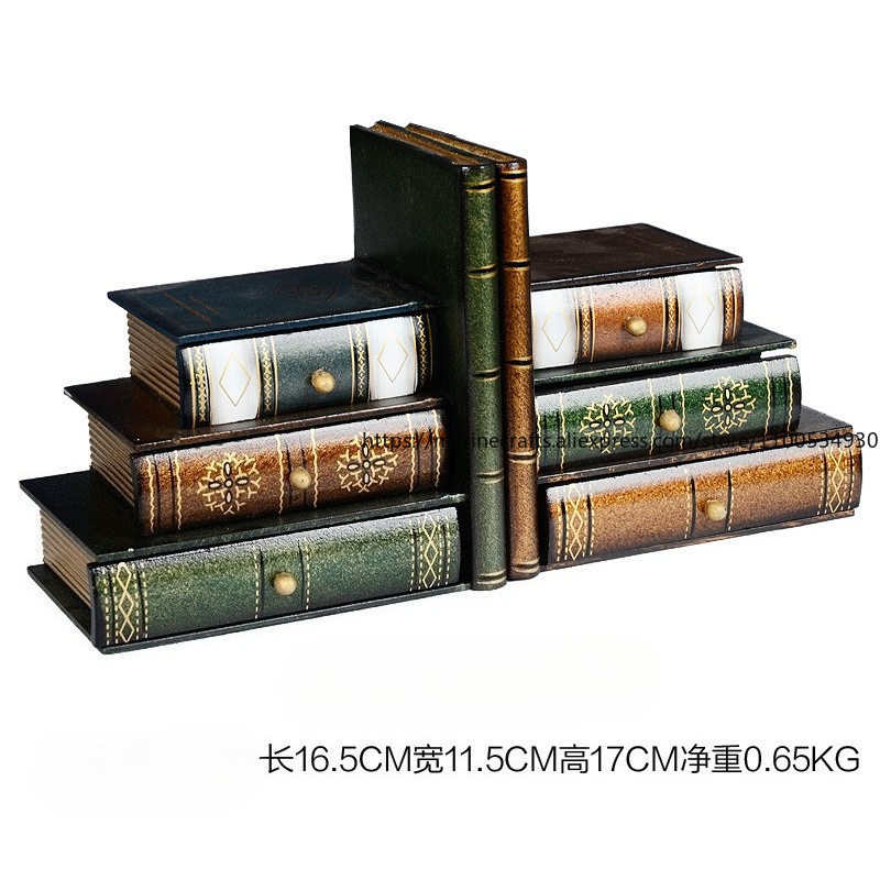 Retro Fake Book Ornaments Euro – Bookcase Wood Shelf recenzja i cena