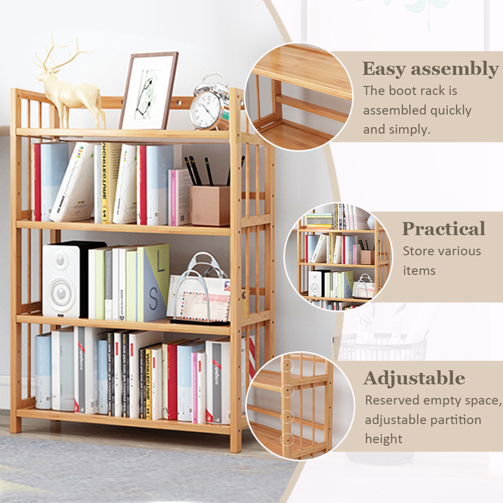 4-Tier Bamboo Shelf Multi-Func – Bookcase Wood Shelf recenzja i cena
