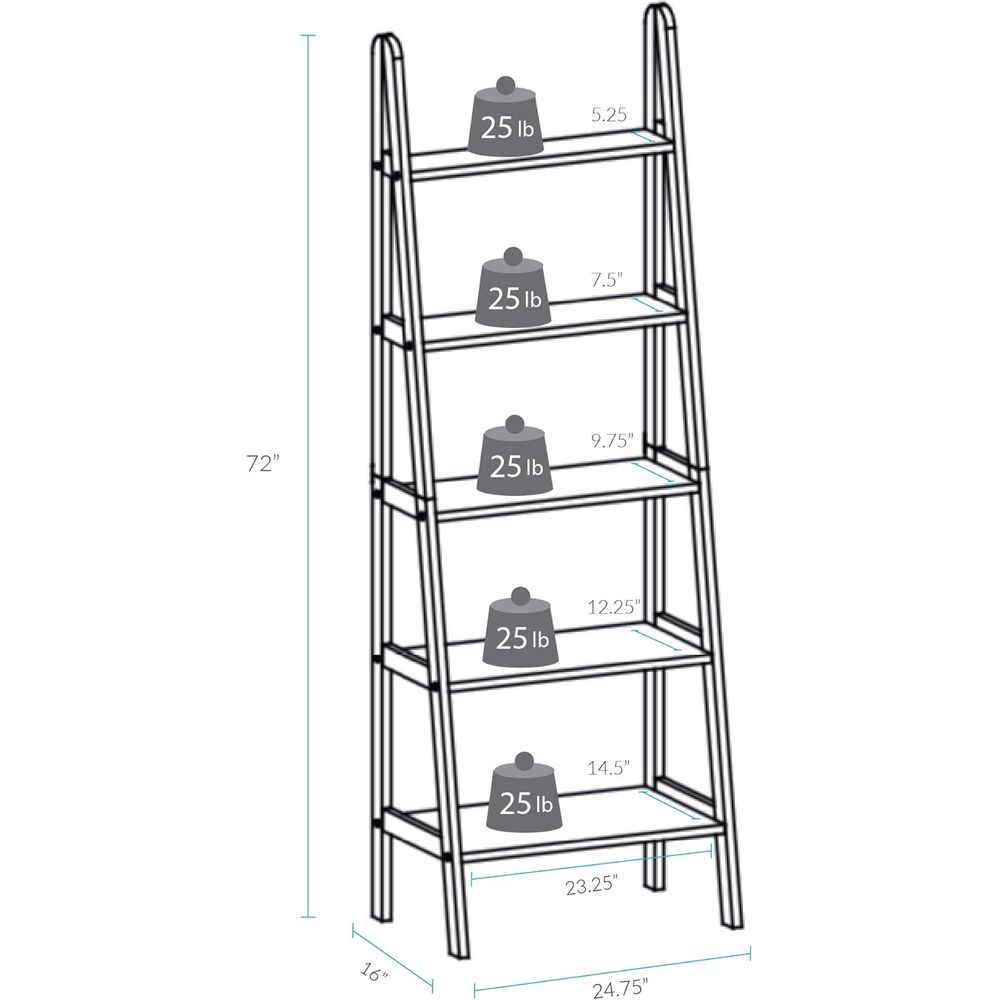 Solid Wood 5-Shelf Ladder Book – Bookcase Wood Shelf recenzja i cena