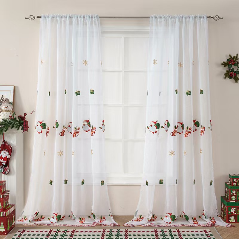 1PC White  Christmas Sheer Cur – Home Office Rate recenzja i cena
