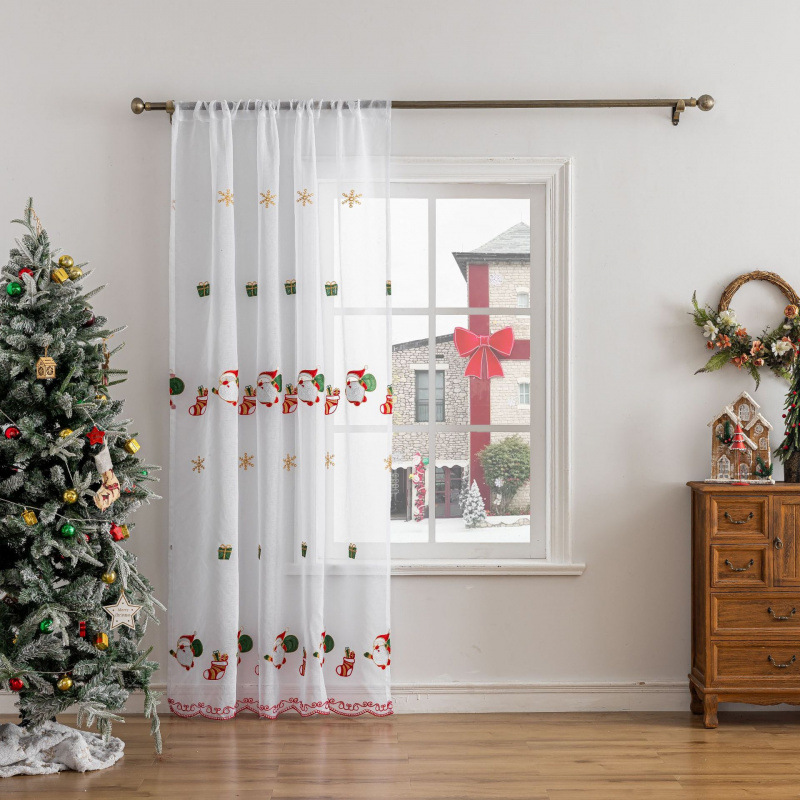 1PC White  Christmas Sheer Cur – Home Office Rate recenzja i cena