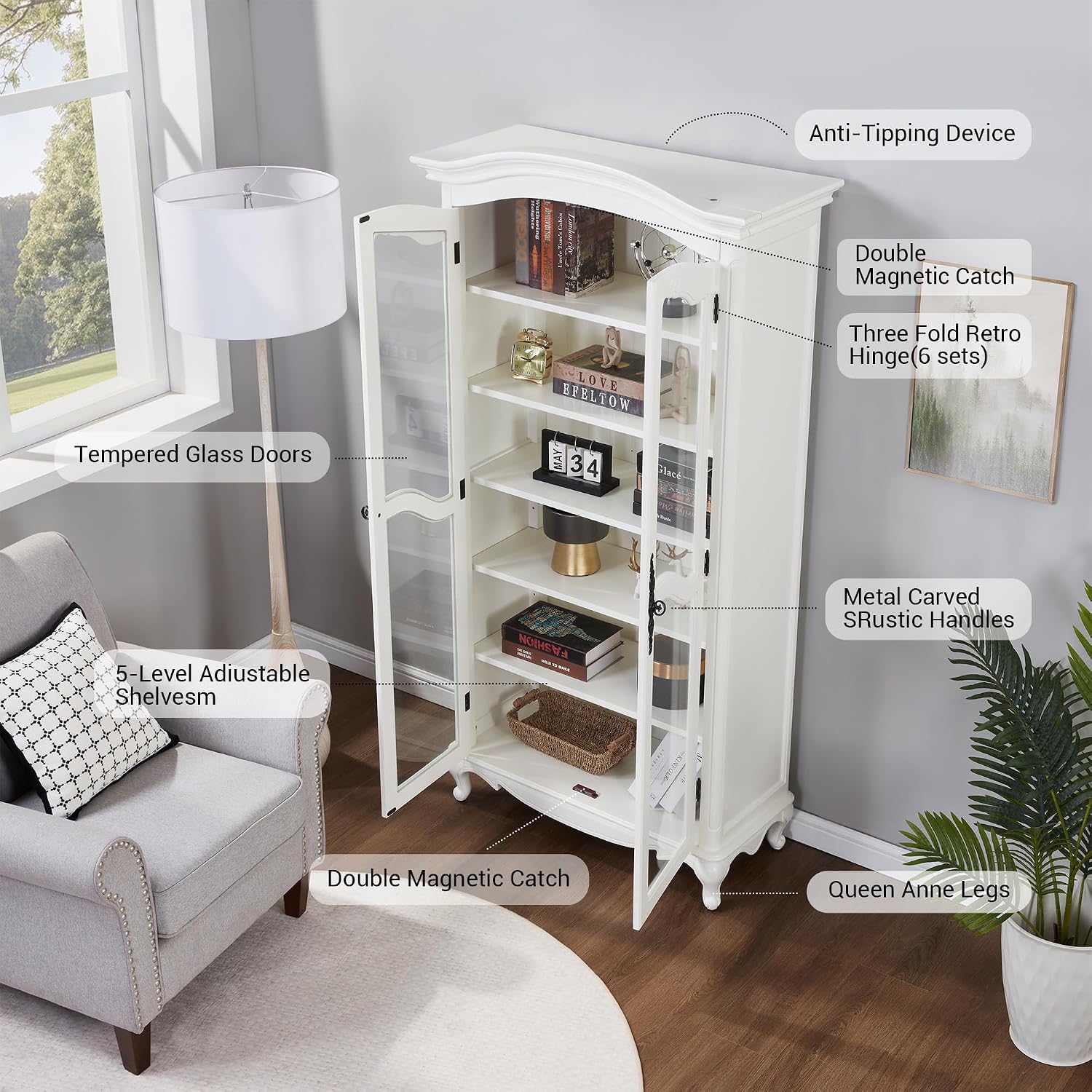 Farmhouse Arched Display Cabin – Bookcase Wood Shelf recenzja i cena