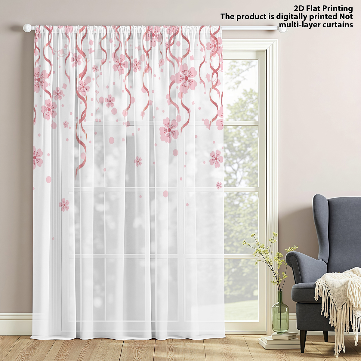Flower Series Sheer Curtain, G – Home Office Rate recenzja i cena