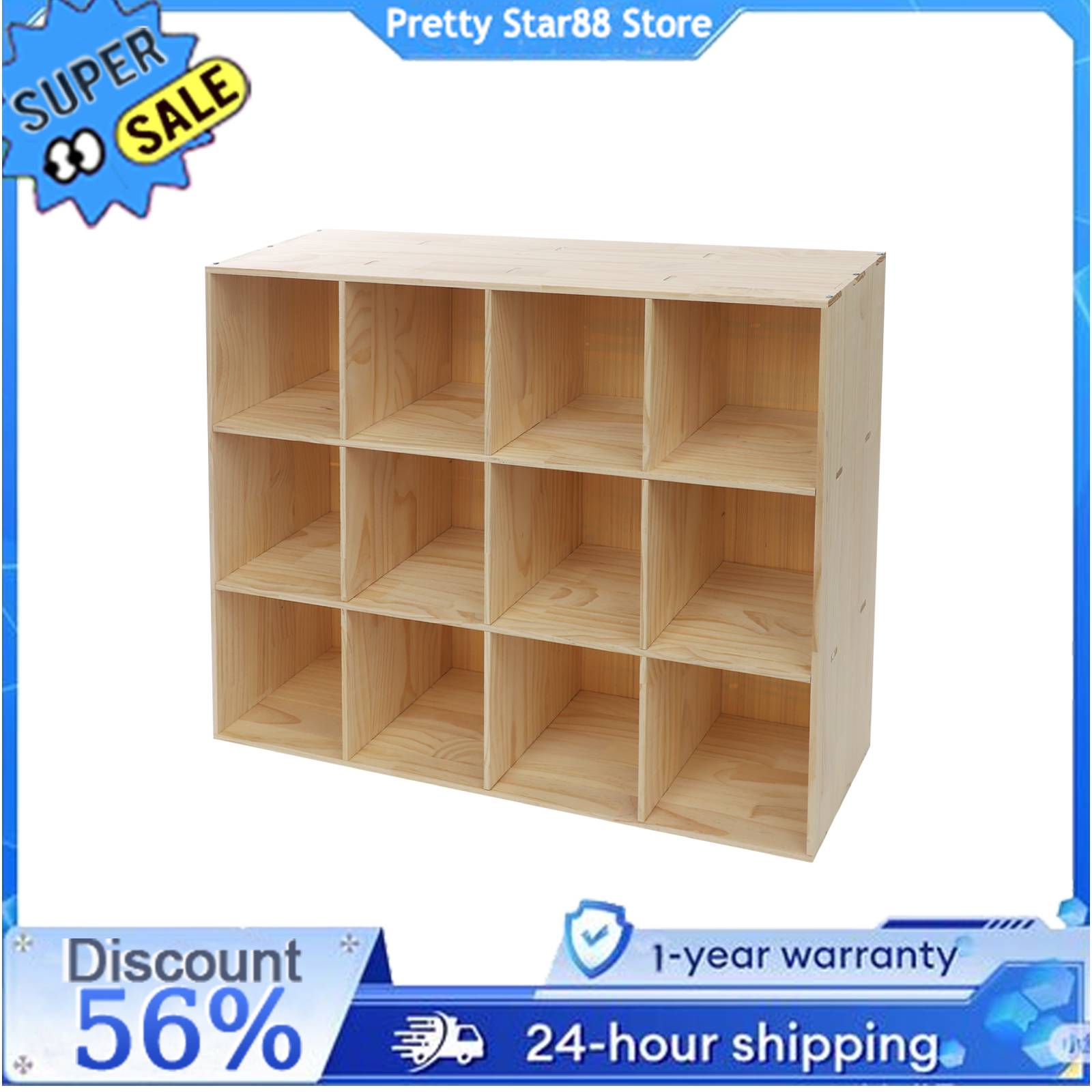 12-Cube Storage Shelf Bookcase – Bookcase Wood Shelf recenzja i cena