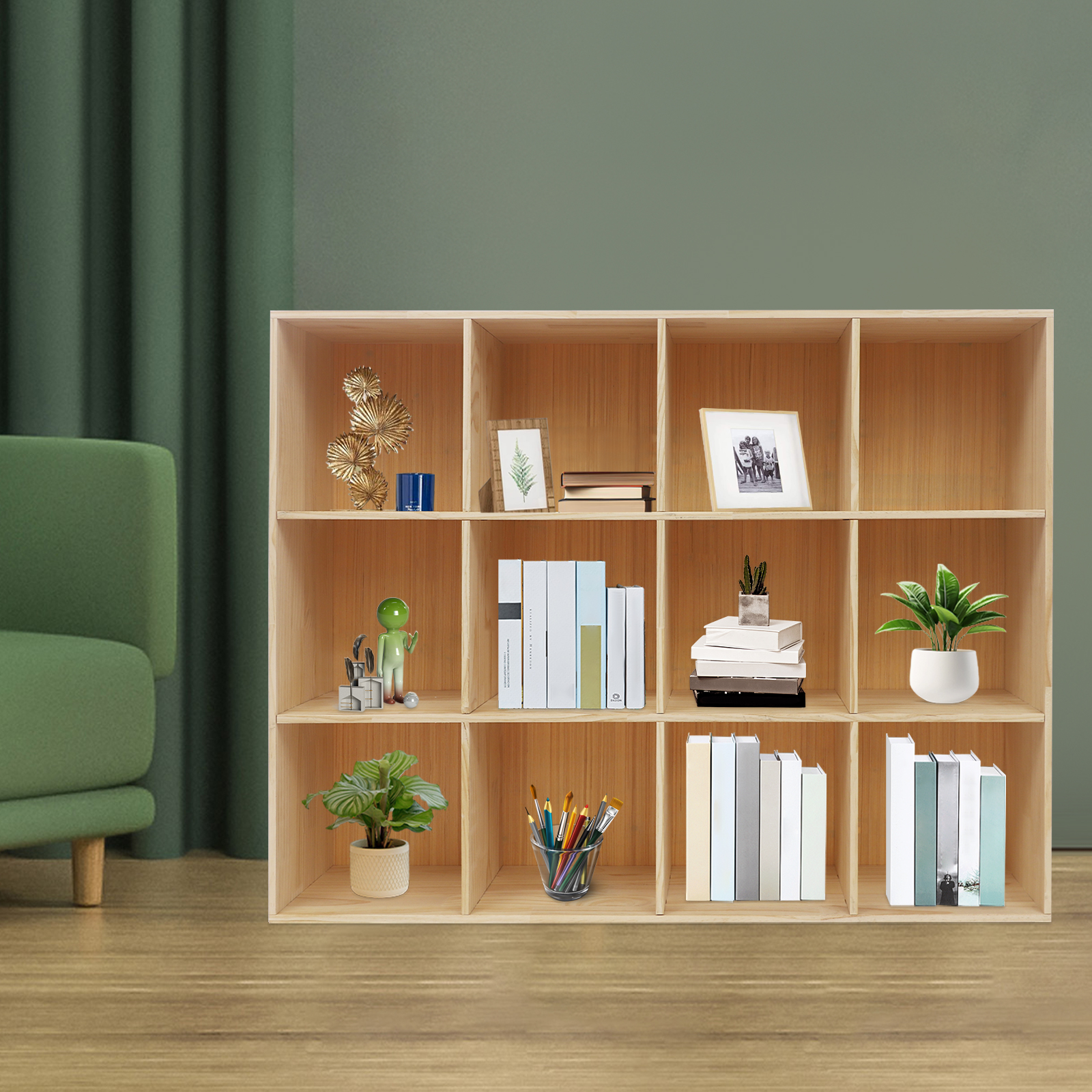 12-Cube Storage Shelf Bookcase – Bookcase Wood Shelf recenzja i cena