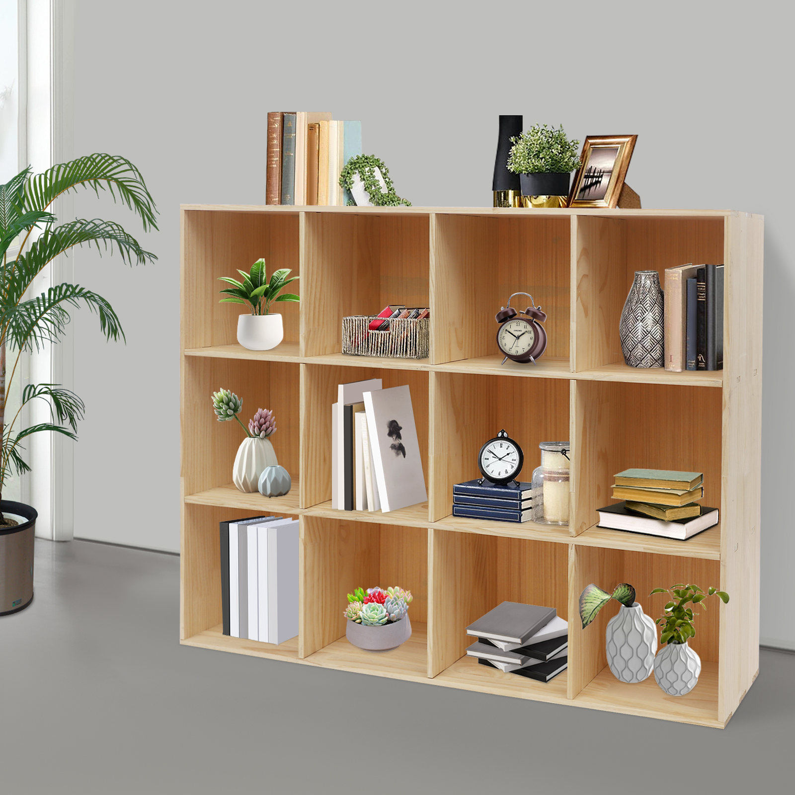 12-Cube Storage Shelf Bookcase – Bookcase Wood Shelf recenzja i cena