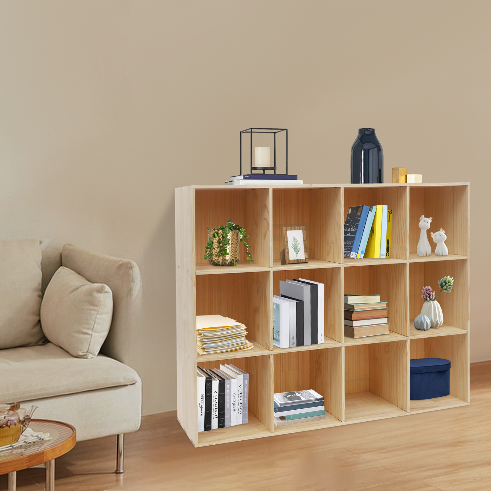 12-Cube Storage Shelf Bookcase – Bookcase Wood Shelf recenzja i cena