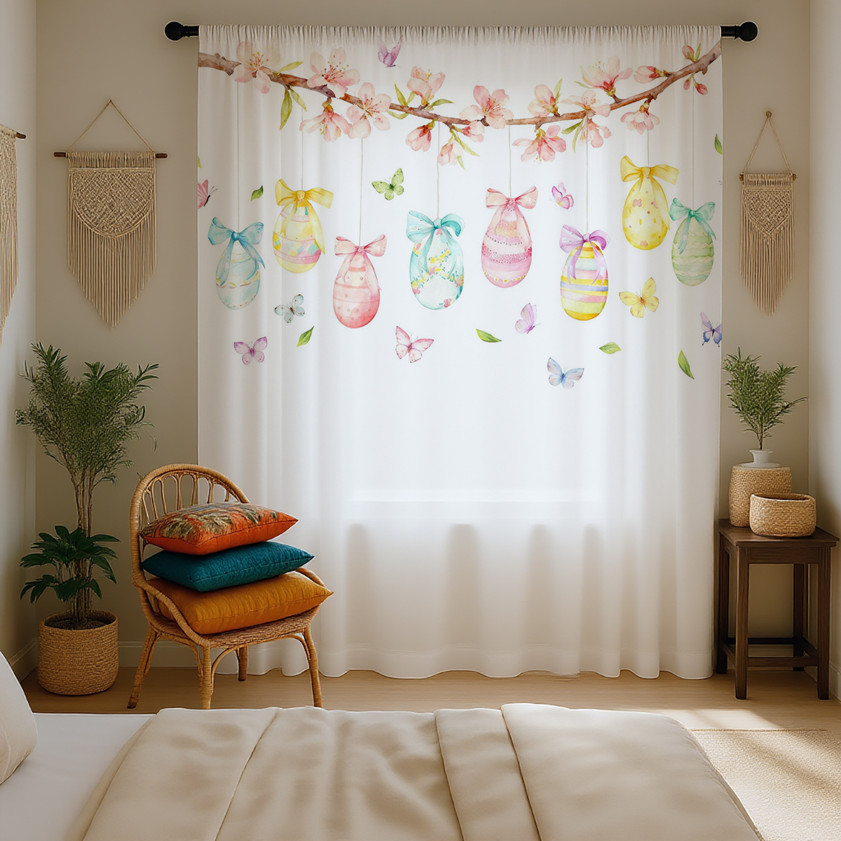 1PC Easter Egg Sheer Curtain - – Home Office Rate recenzja i cena