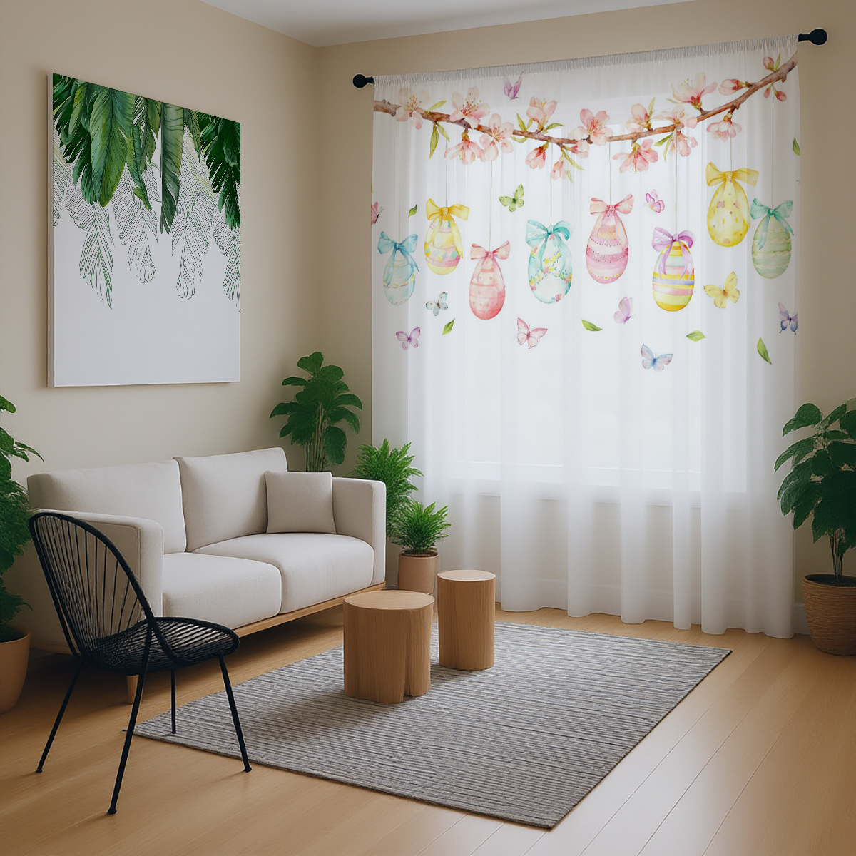 1PC Easter Egg Sheer Curtain - – Home Office Rate recenzja i cena