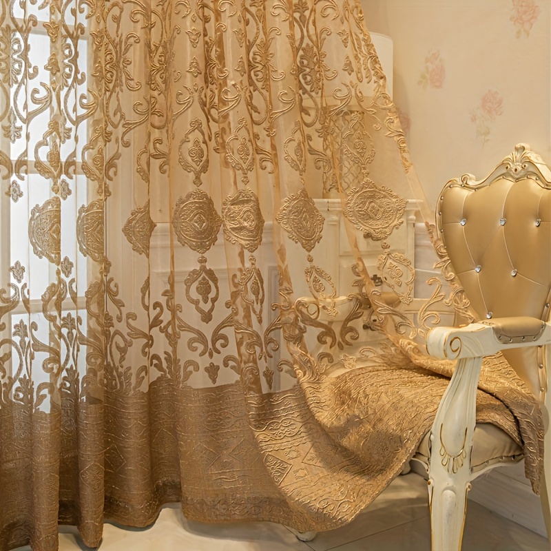 1pc Khaki 3D Embossed Sheer Cu – Home Office Rate recenzja i cena