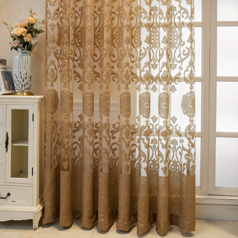 1pc Khaki 3D Embossed Sheer Cu – Home Office Rate recenzja i cena