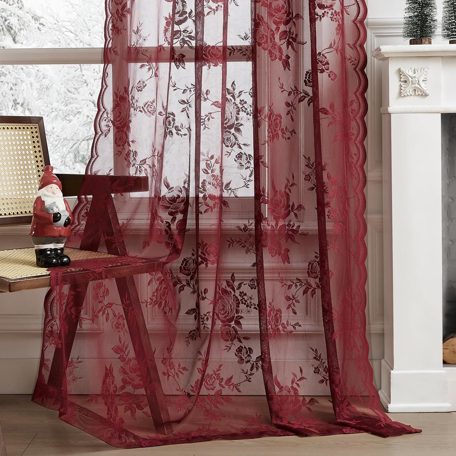 1 pc Burgundy Lace Curtains 45 – Home Office Rate recenzja i cena