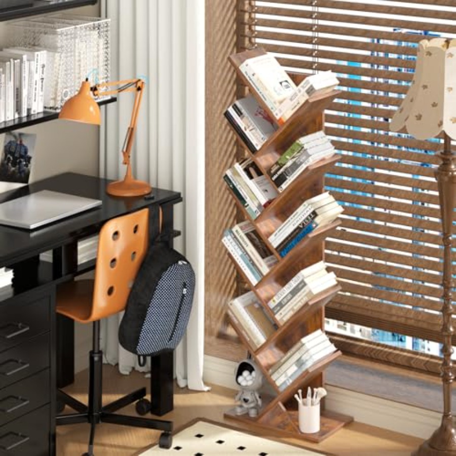 Tree Book Shelf, Floor Standin – Bookcase Wood Shelf recenzja i cena