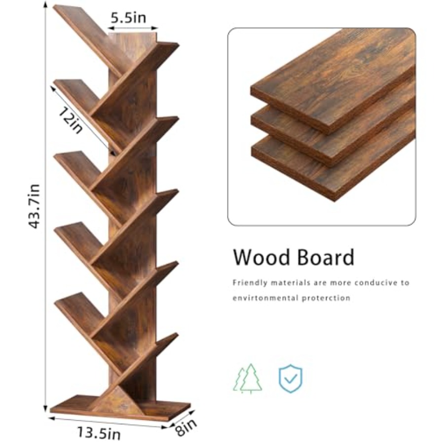 Tree Book Shelf, Floor Standin – Bookcase Wood Shelf recenzja i cena