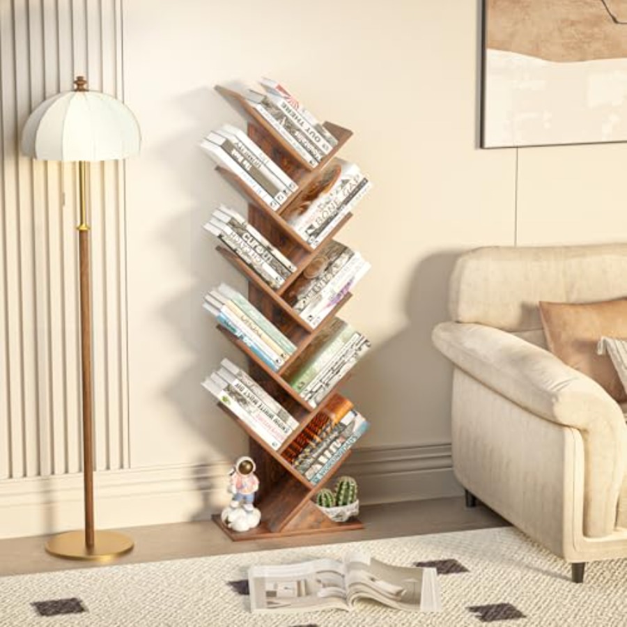 Tree Book Shelf, Floor Standin – Bookcase Wood Shelf recenzja i cena